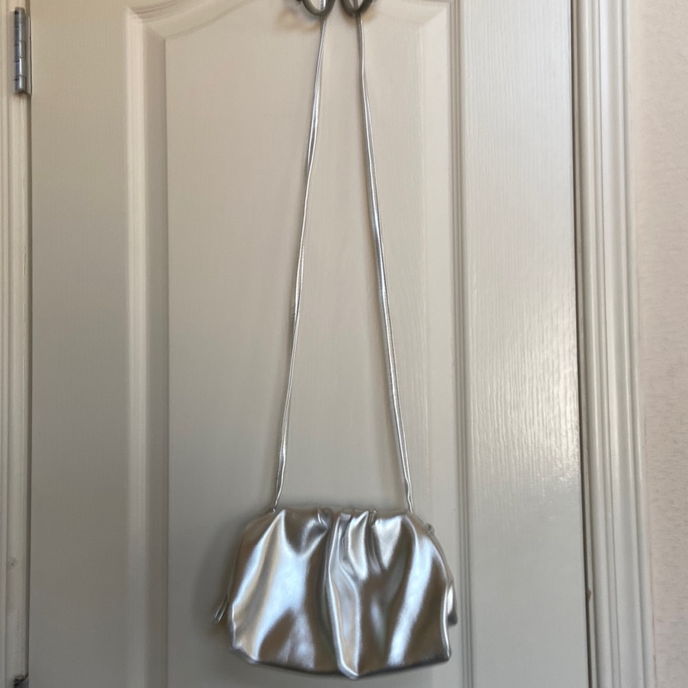 Express, silver, cross body, additional metal shoulder strap bag